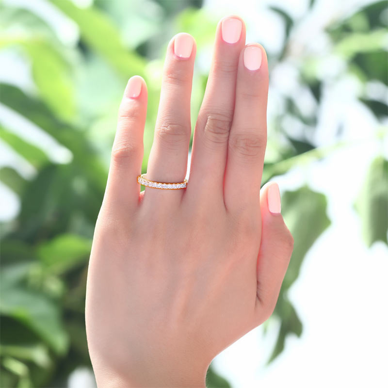 Anillo de eternidad de diamantes redondos de imitación de 2 mm en plata de ley de oro rosa