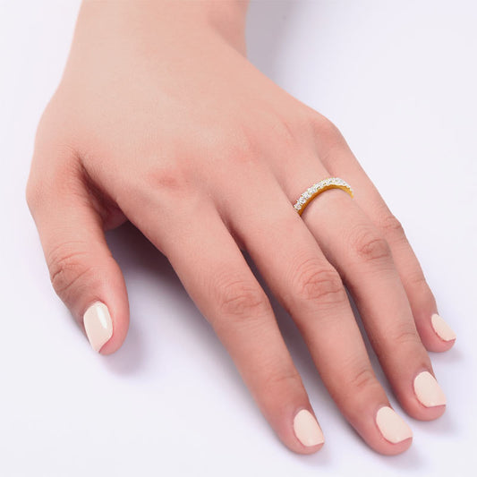 2mm Round Simulated Diamond Eternity Band in Yellow Gold Sterling Silver