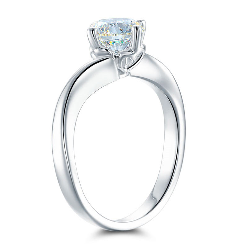 1 CT. Round Moissanite Diamond Solitaire Twist Shank Engagement Ring in Sterling Silver