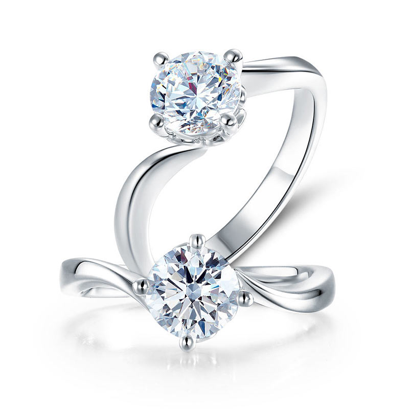 1 CT. Round Moissanite Diamond Solitaire Twist Shank Engagement Ring in Sterling Silver