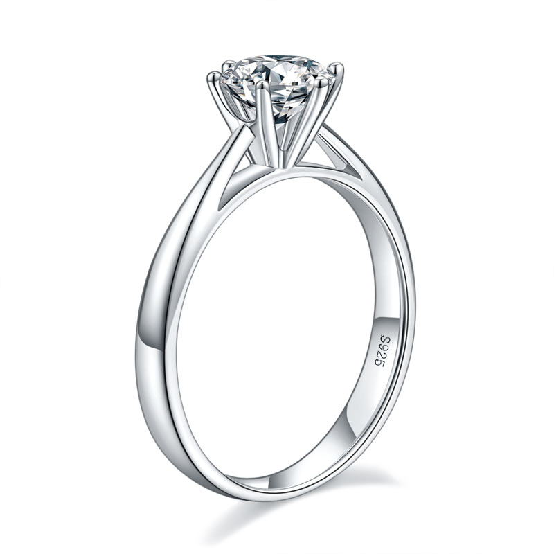 1 CT. Round Moissanite Diamond Solitaire Engagement Ring in Sterling Silver
