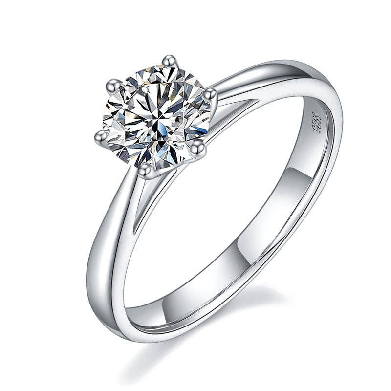 1 CT. Round Moissanite Diamond Solitaire Engagement Ring in Sterling Silver