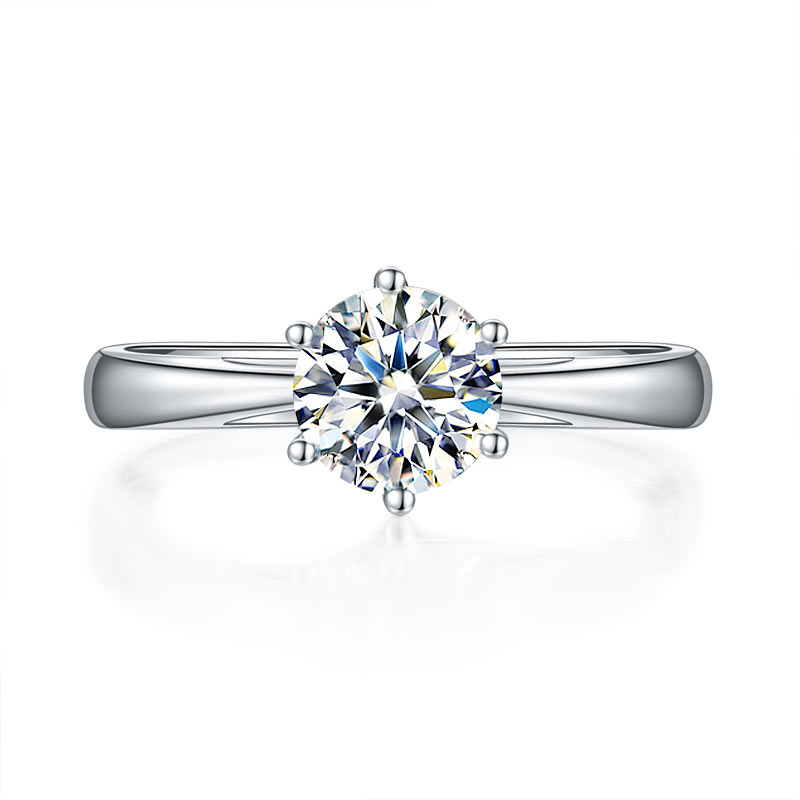 1 CT. Round Moissanite Diamond Solitaire Engagement Ring in Sterling Silver