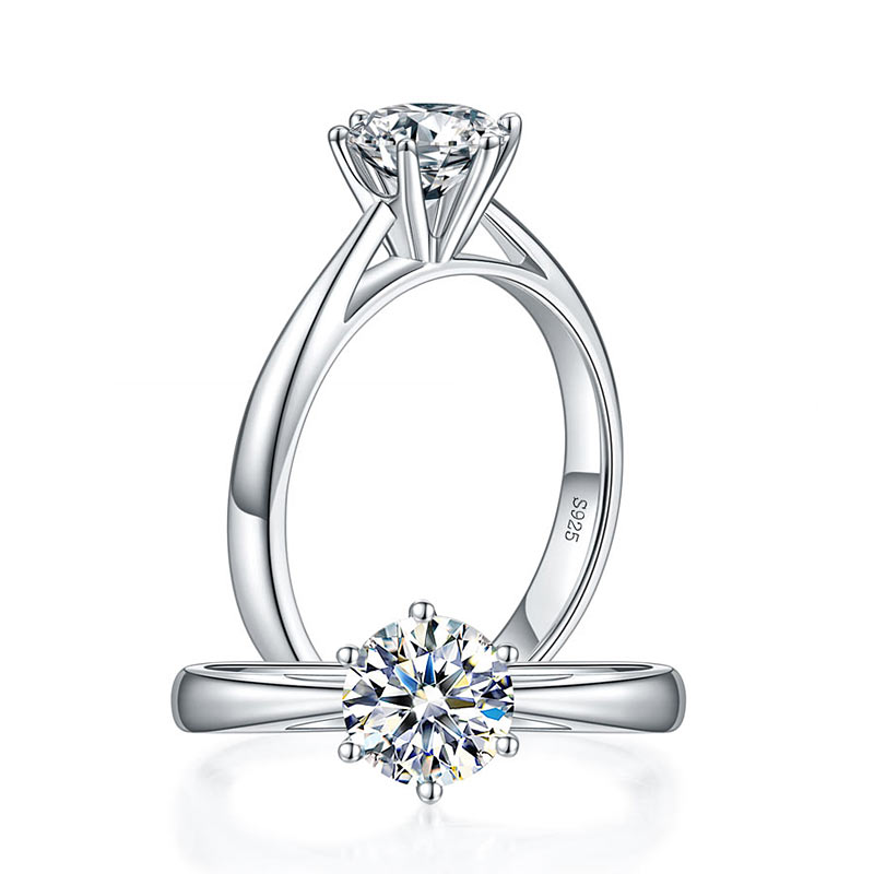 1 CT. Round Moissanite Diamond Solitaire Engagement Ring in Sterling Silver