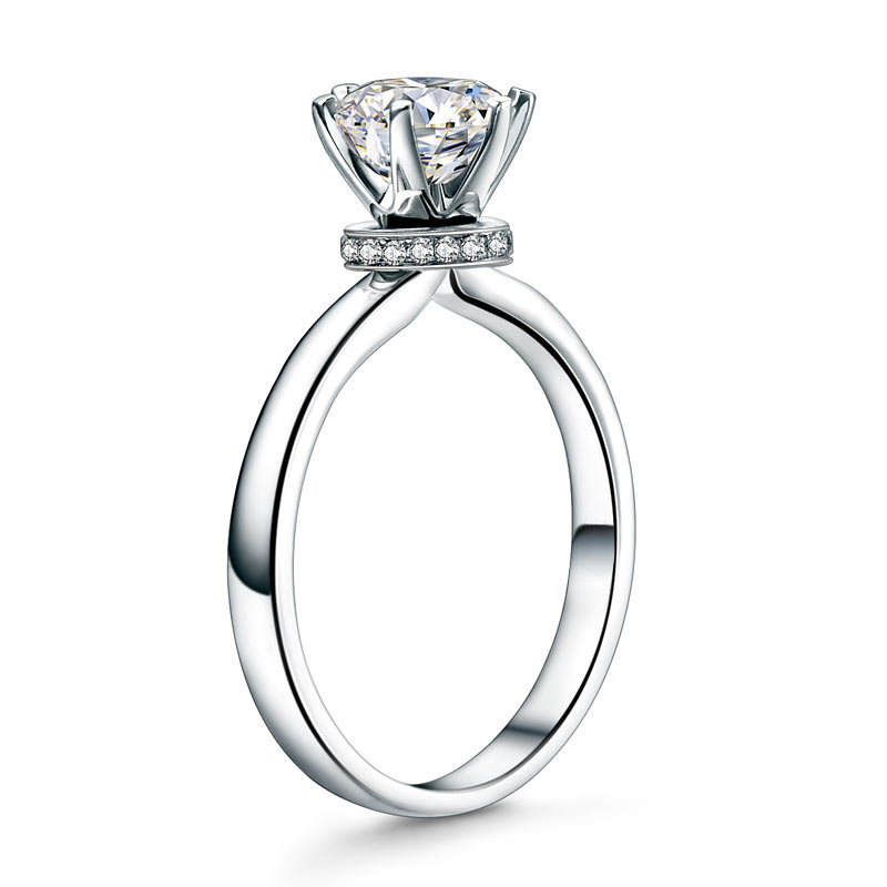 1 CT. Round Moissanite Diamond Bottom Halo Engagement Ring in Sterling Silver