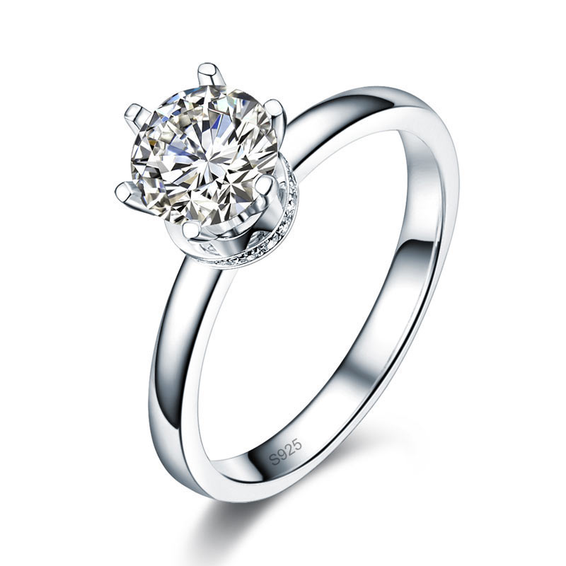 1 CT. Round Moissanite Diamond Bottom Halo Engagement Ring in Sterling Silver