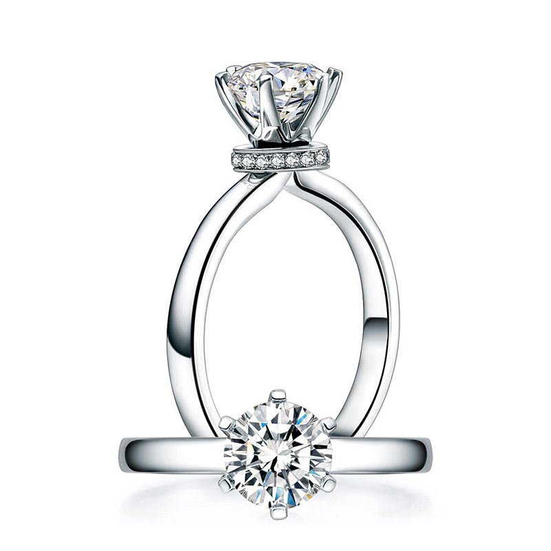 1 CT. Round Moissanite Diamond Bottom Halo Engagement Ring in Sterling Silver