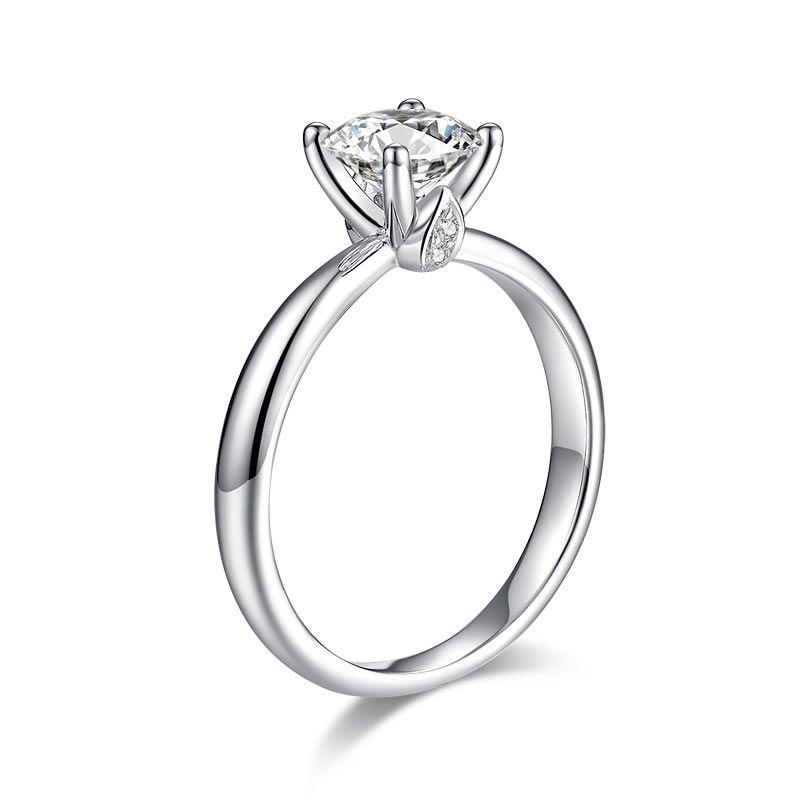 1 CT. Round Moissanite Diamond Solitaire Engagement Ring in Sterling Silver