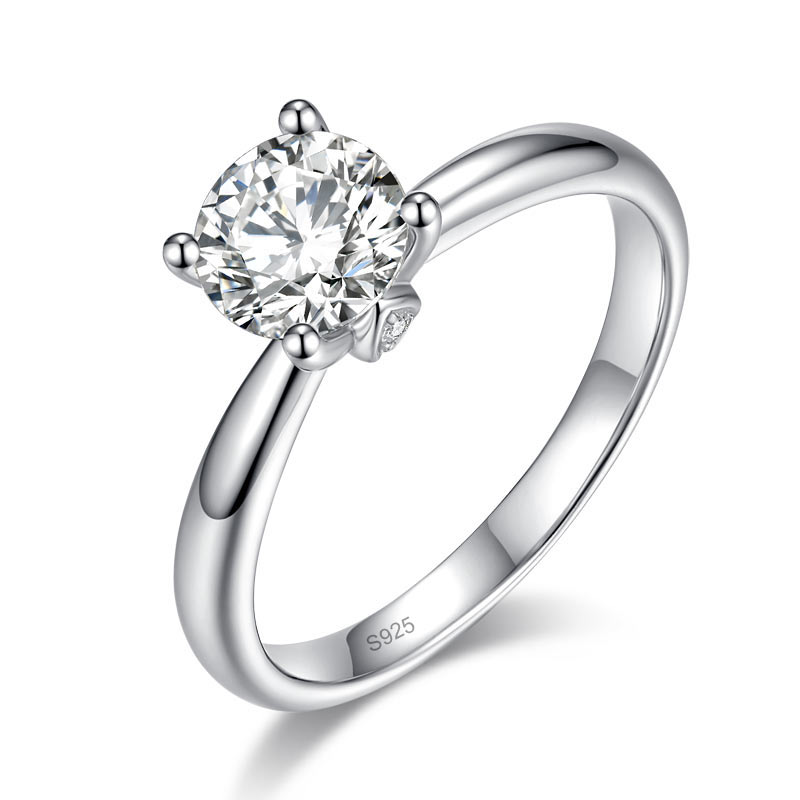 1 CT. Round Moissanite Diamond Solitaire Engagement Ring in Sterling Silver