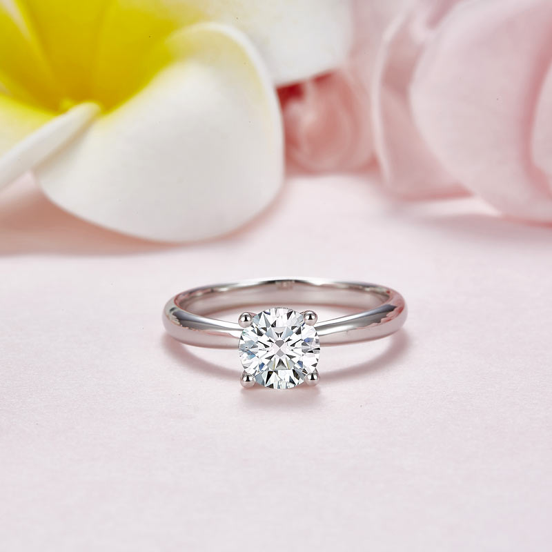 1 CT. Round Moissanite Diamond Solitaire Engagement Ring in Sterling Silver