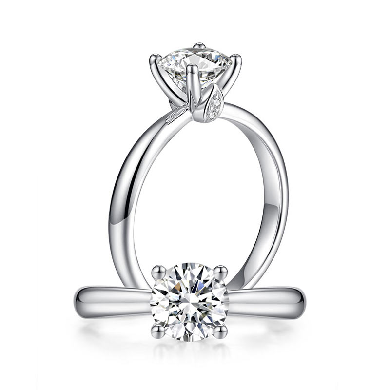 1 CT. Round Moissanite Diamond Solitaire Engagement Ring in Sterling Silver