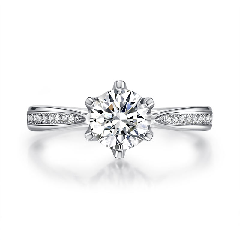 1 CT. Round Moissanite Diamond Pavé Engagement Ring in Sterling Silver