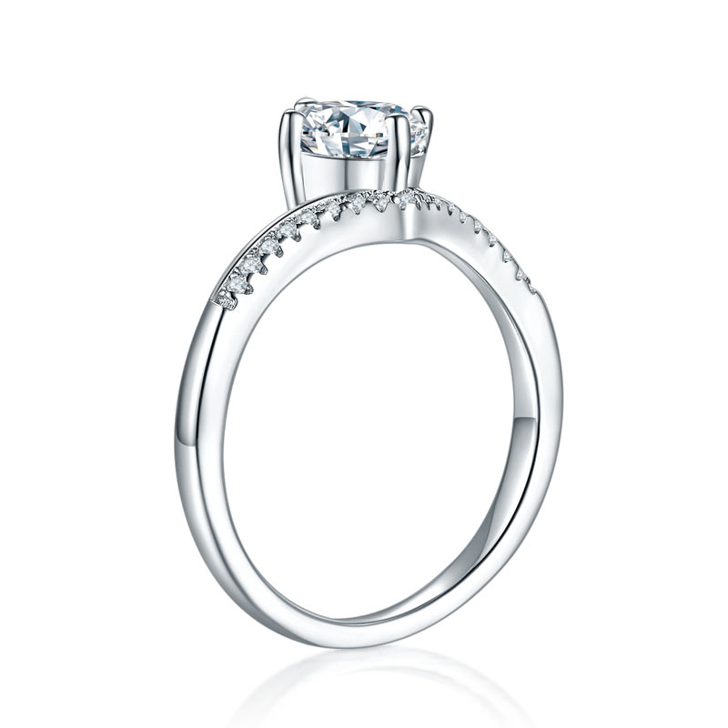 1 CT. Round Moissanite Diamond Pavé Engagement Ring in Sterling Silver