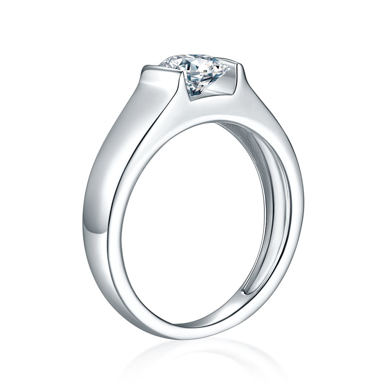 1 CT. Round Moissanite Diamond Ring in Sterling Silver for Men