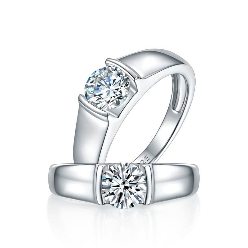1 CT. Round Moissanite Diamond Ring in Sterling Silver for Men