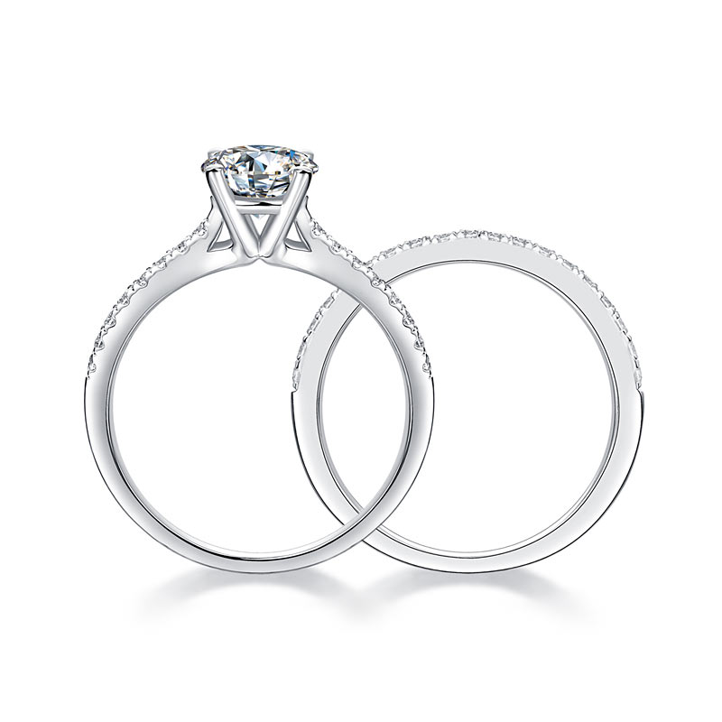 1 CT. Round Moissanite Diamond Pavé Bridal Set in Sterling Silver