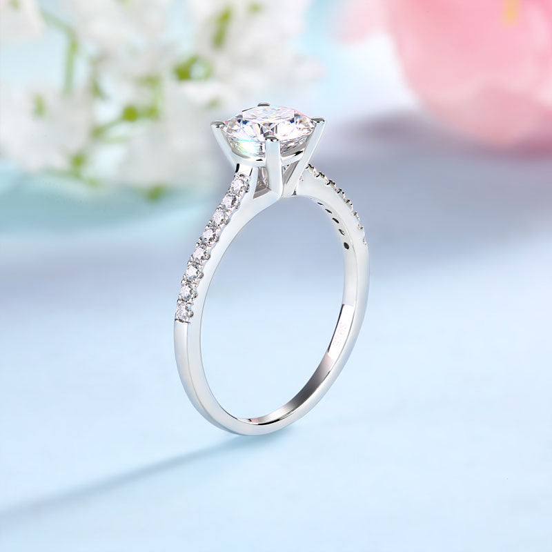 1 CT. Round Moissanite Diamond Pavé Bridal Set in Sterling Silver