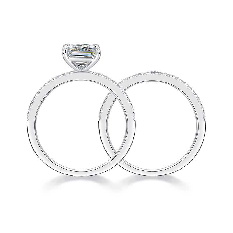 1 CT. Princess Cut Moissanite Diamond Bridal Set in Sterling Silver