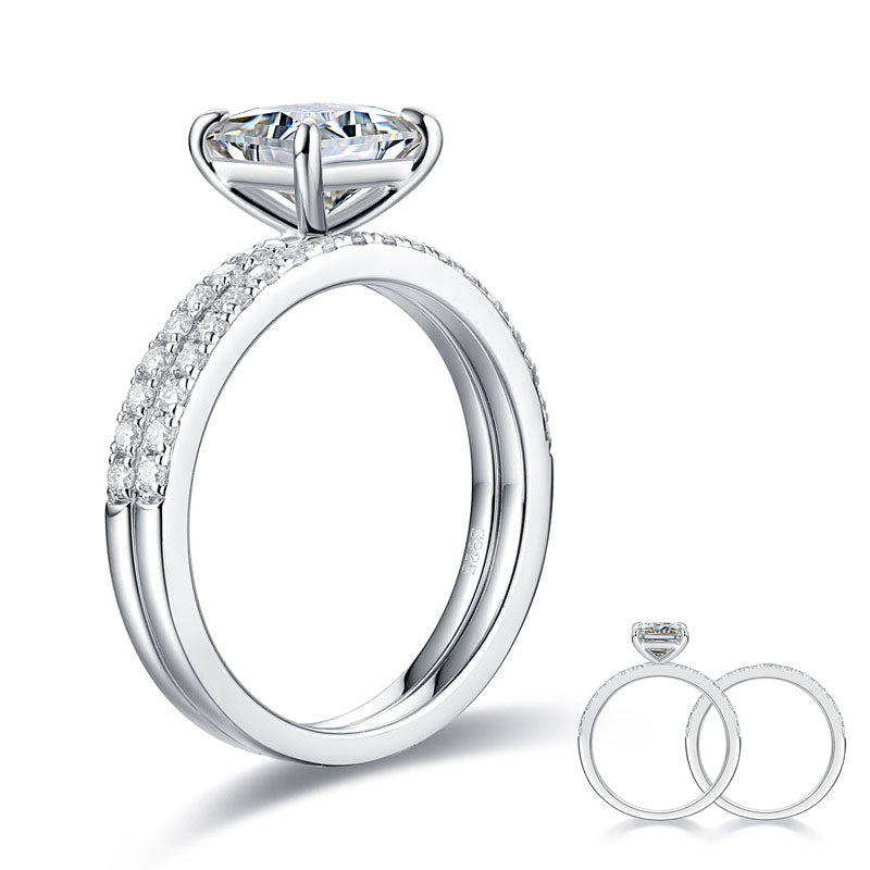 1 CT. Princess Cut Moissanite Diamond Bridal Set in Sterling Silver