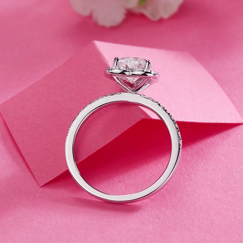 1 CT. Heart Cut Moissanite Diamond Halo Bridal Set in Sterling Silver