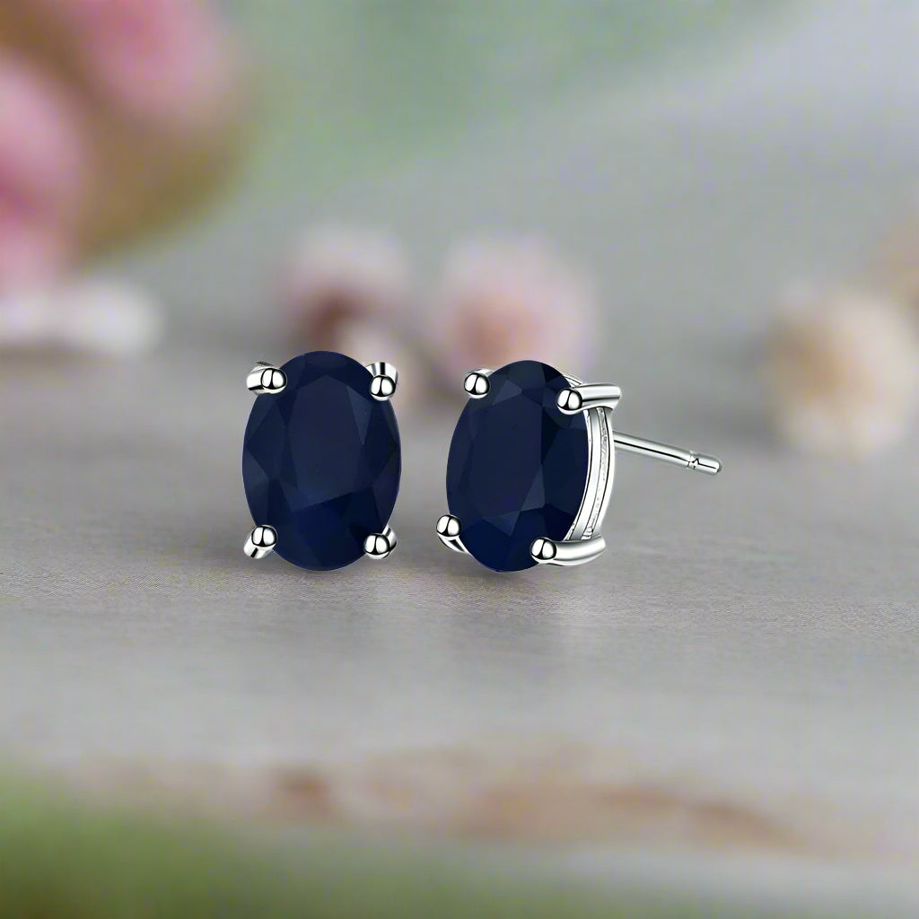 GRACE 1.2 CT. Oval Gemstone Stud Earrings in Sterling Silver