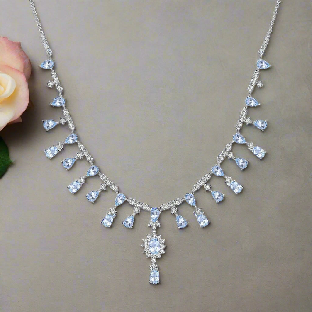 GRACE Bridal Gemstone Necklace in Sterling Silver