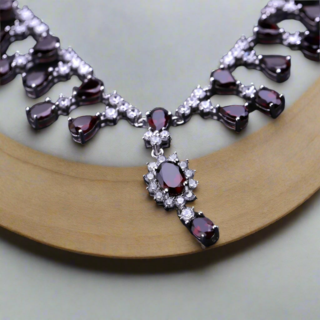 GRACE Bridal Gemstone Necklace in Sterling Silver
