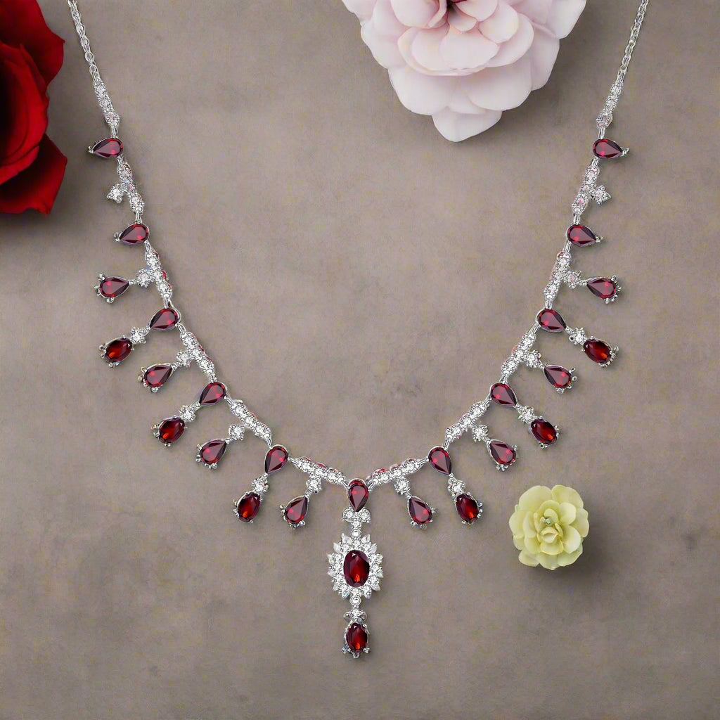 GRACE Bridal Gemstone Necklace in Sterling Silver
