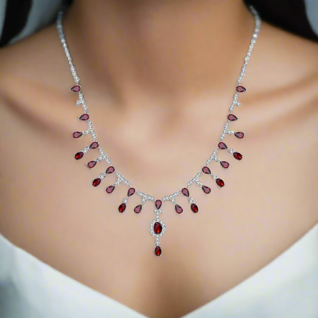 GRACE Bridal Gemstone Necklace in Sterling Silver