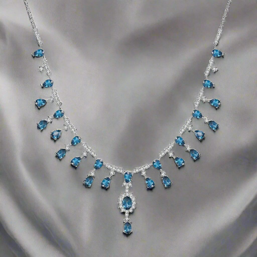 GRACE Bridal Gemstone Necklace in Sterling Silver