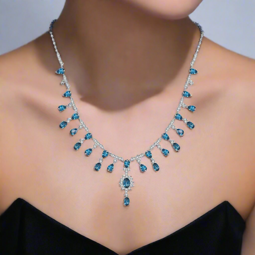 GRACE Bridal Gemstone Necklace in Sterling Silver