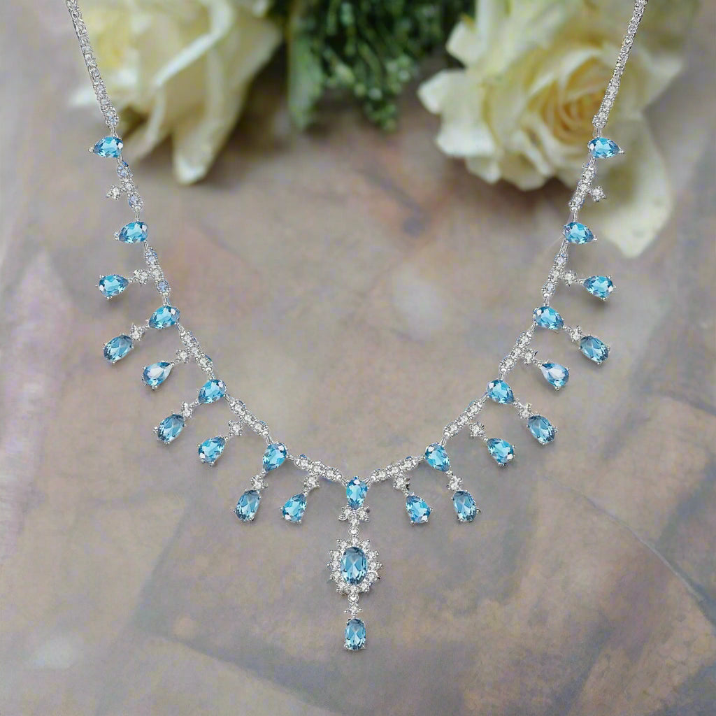 GRACE Bridal Gemstone Necklace in Sterling Silver