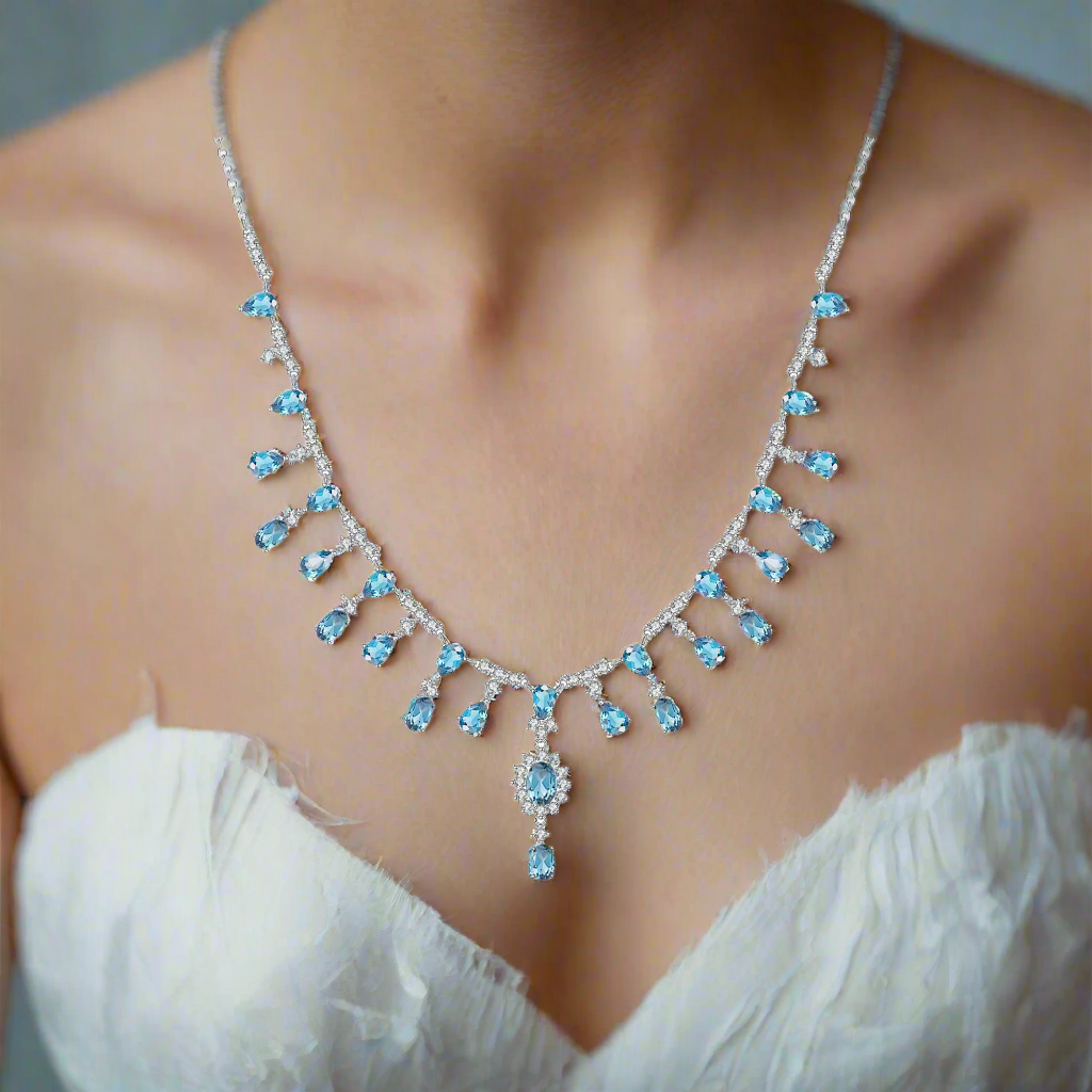 GRACE Bridal Gemstone Necklace in Sterling Silver