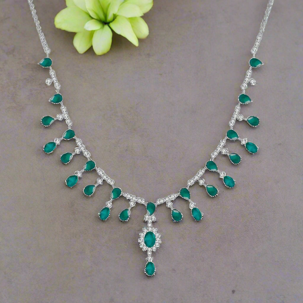 GRACE Bridal Gemstone Necklace in Sterling Silver