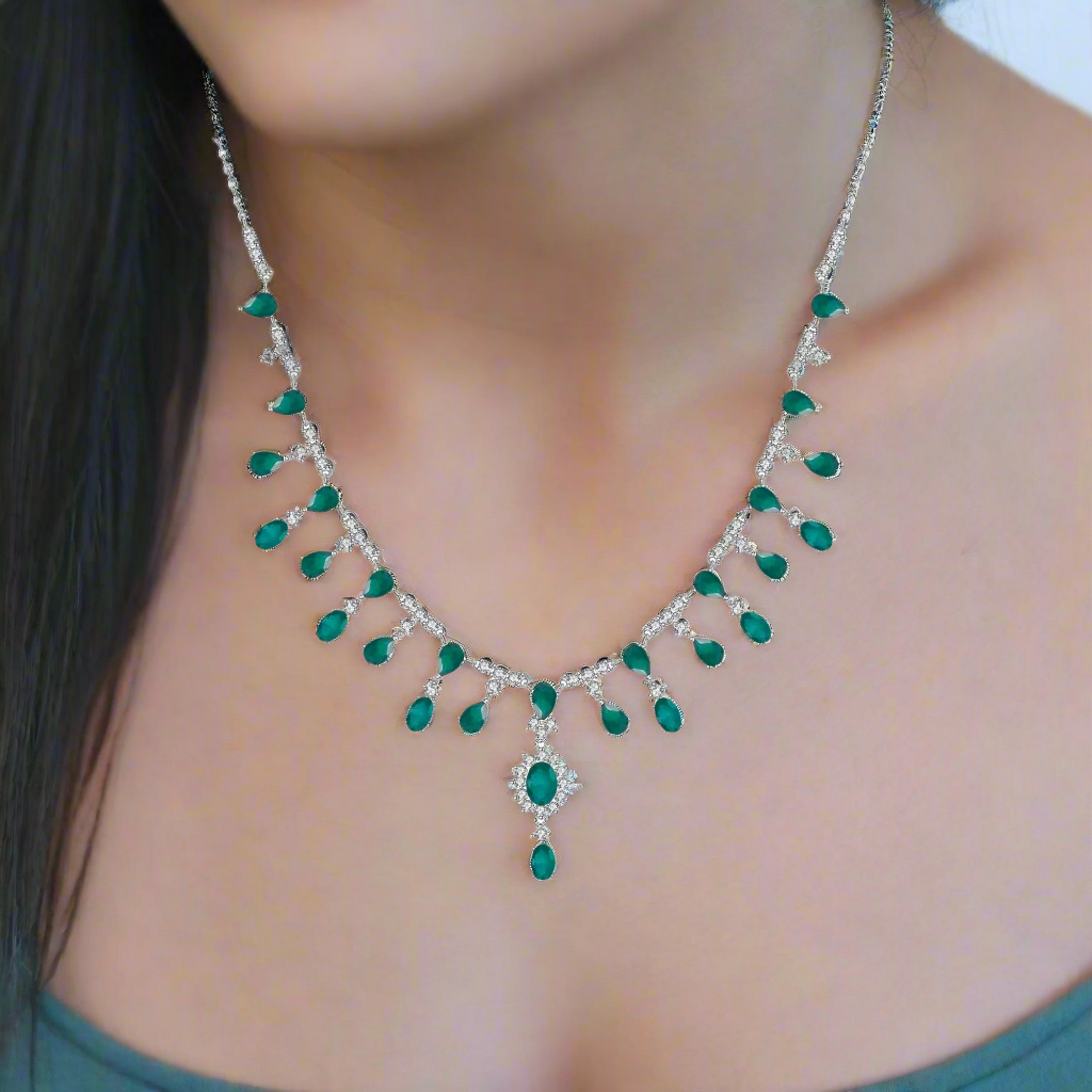 GRACE Bridal Gemstone Necklace in Sterling Silver