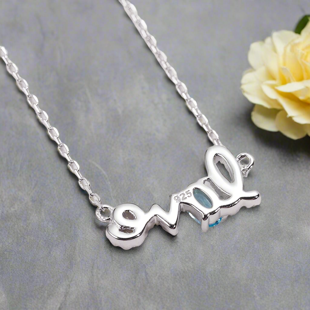 Pulsera ajustable con piedras preciosas "Love" en cursiva GRACE en plata de ley