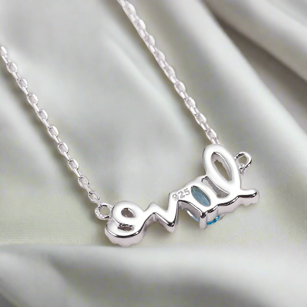 Pulsera ajustable con piedras preciosas "Love" en cursiva GRACE en plata de ley