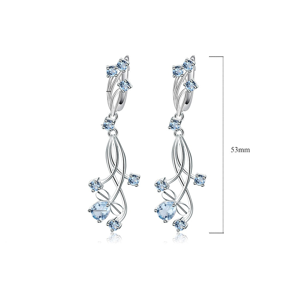 GRACE Floral Gemstone Drop Earrings in Sterling Silver