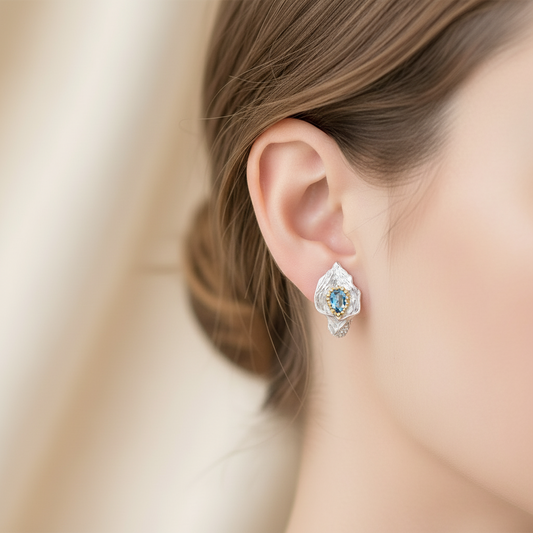 GRACE Gemstone Calla Lily Earrings in Sterling Silver