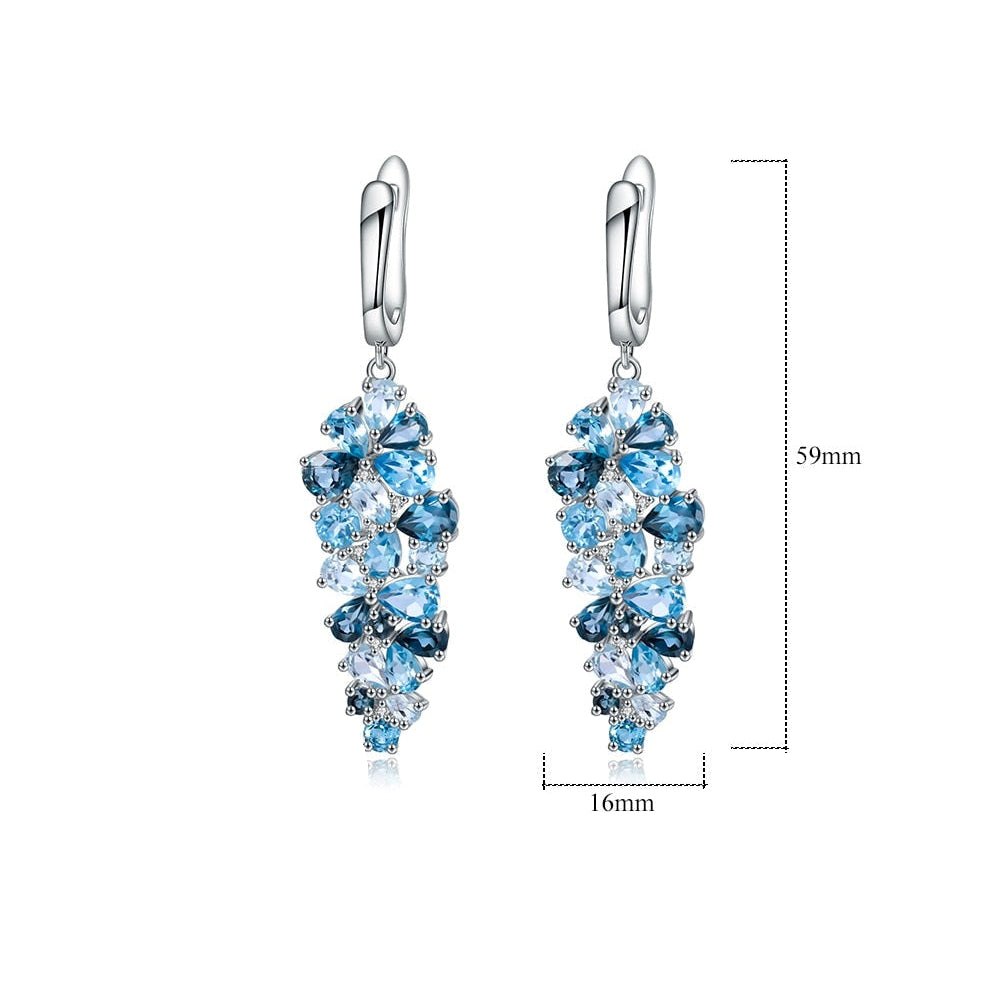 Pendientes colgantes con piedras preciosas GRACE en plata de ley