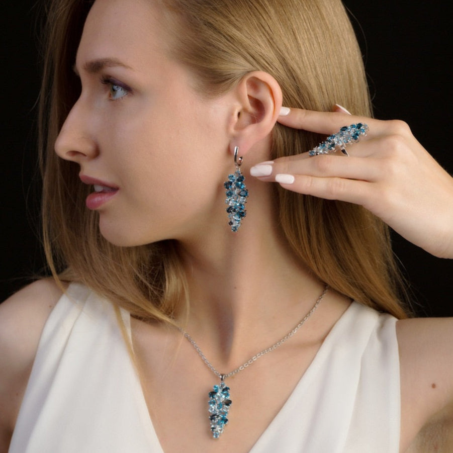 GRACE Gemstone Cluster Cocktail Ring in Sterling Silver