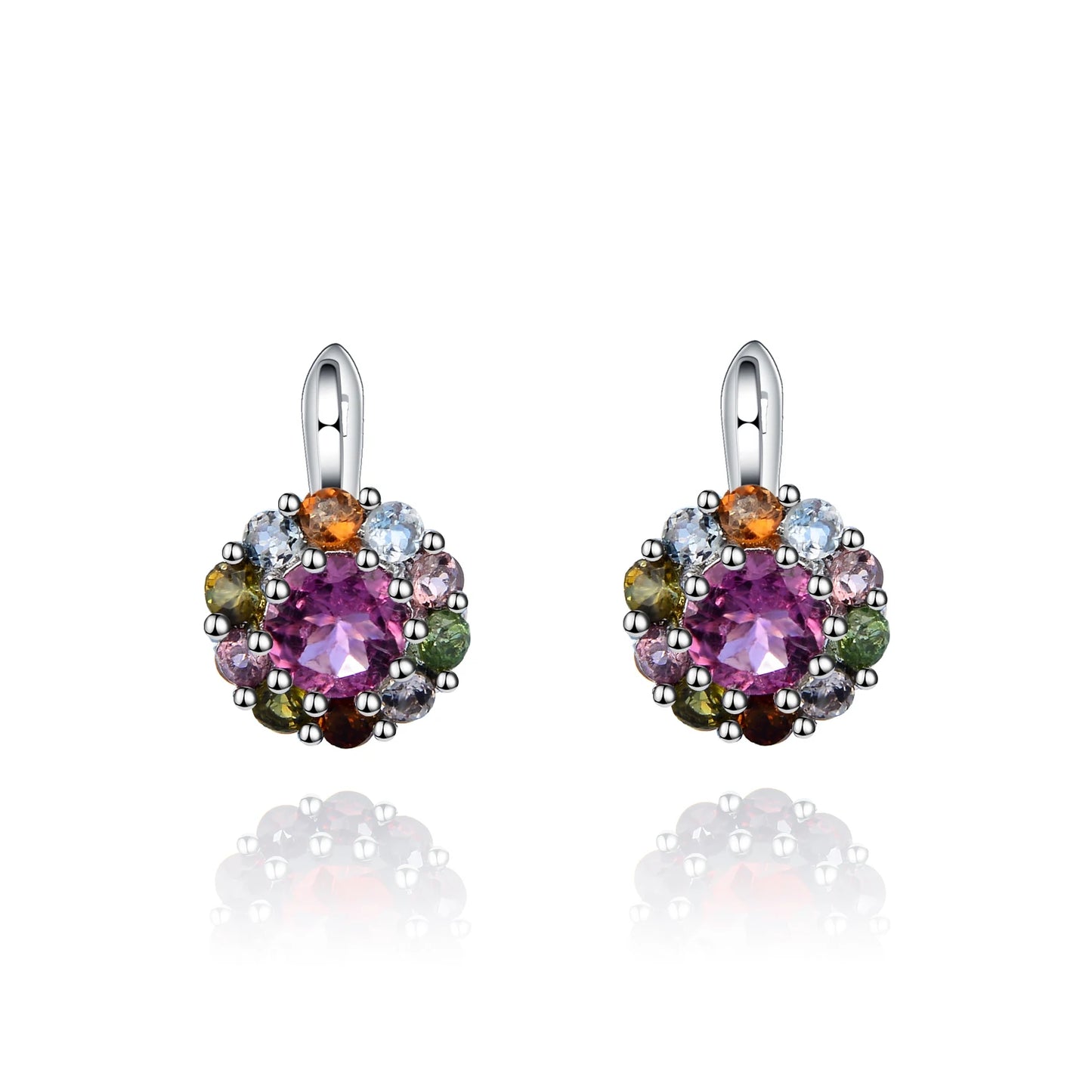 GRACE Gemstone Cluster Earrings in Sterling Silver
