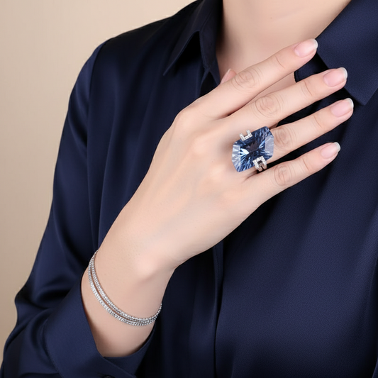 GRACE Gemstone Cocktail Ring in Sterling Silver