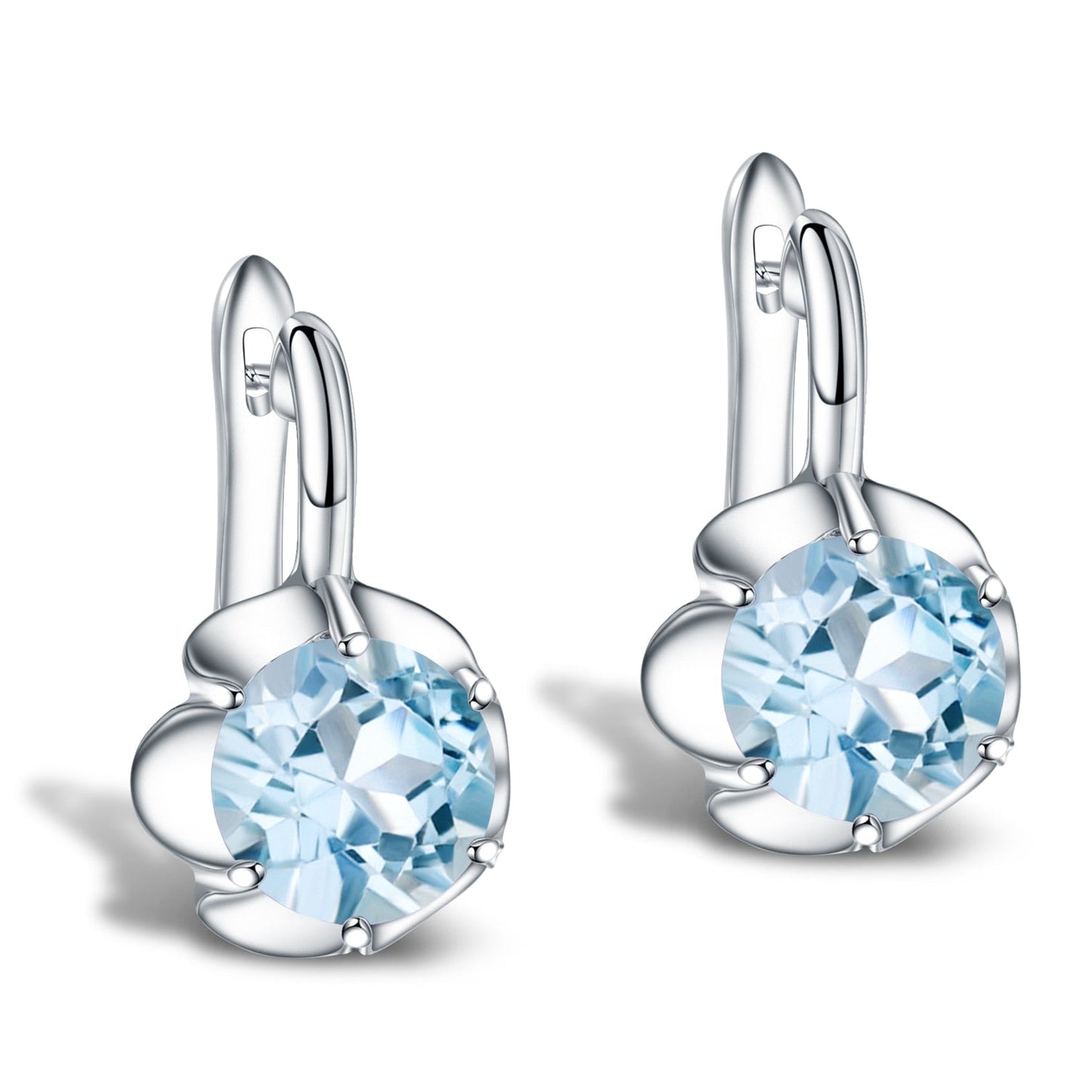 Boucles d'oreilles pendantes GRACE en argent sterling avec pierres précieuses et fleurs