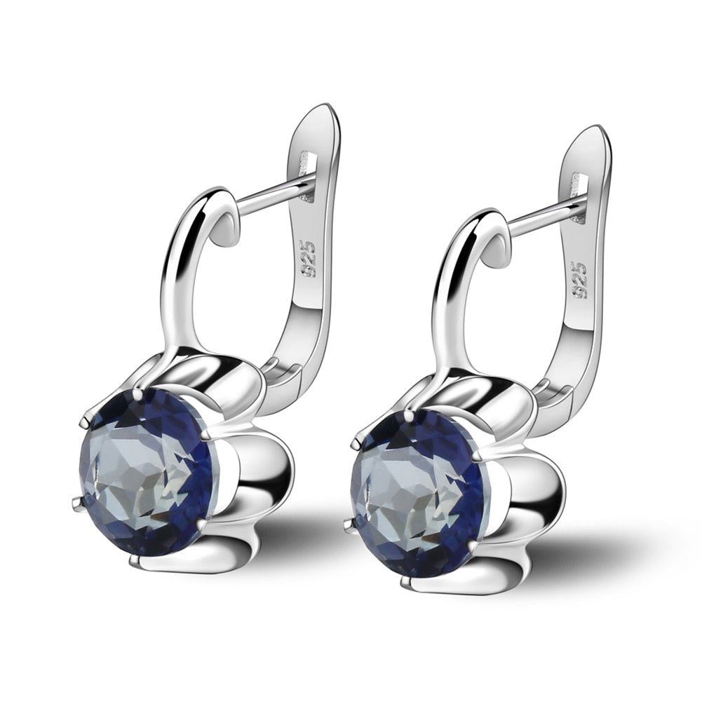Boucles d'oreilles pendantes GRACE en argent sterling avec pierres précieuses et fleurs
