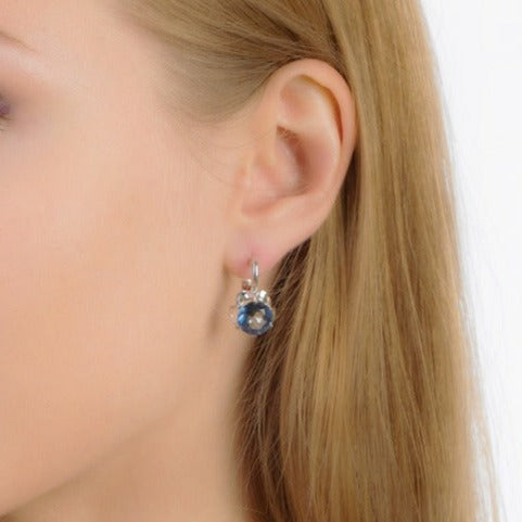 Boucles d'oreilles pendantes GRACE en argent sterling avec pierres précieuses et fleurs