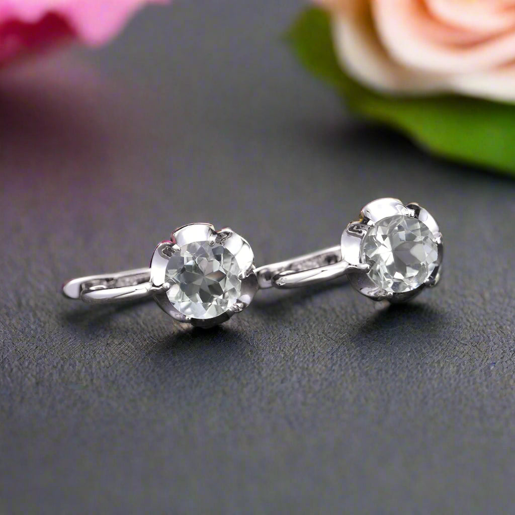 Boucles d'oreilles pendantes GRACE en argent sterling avec pierres précieuses et fleurs