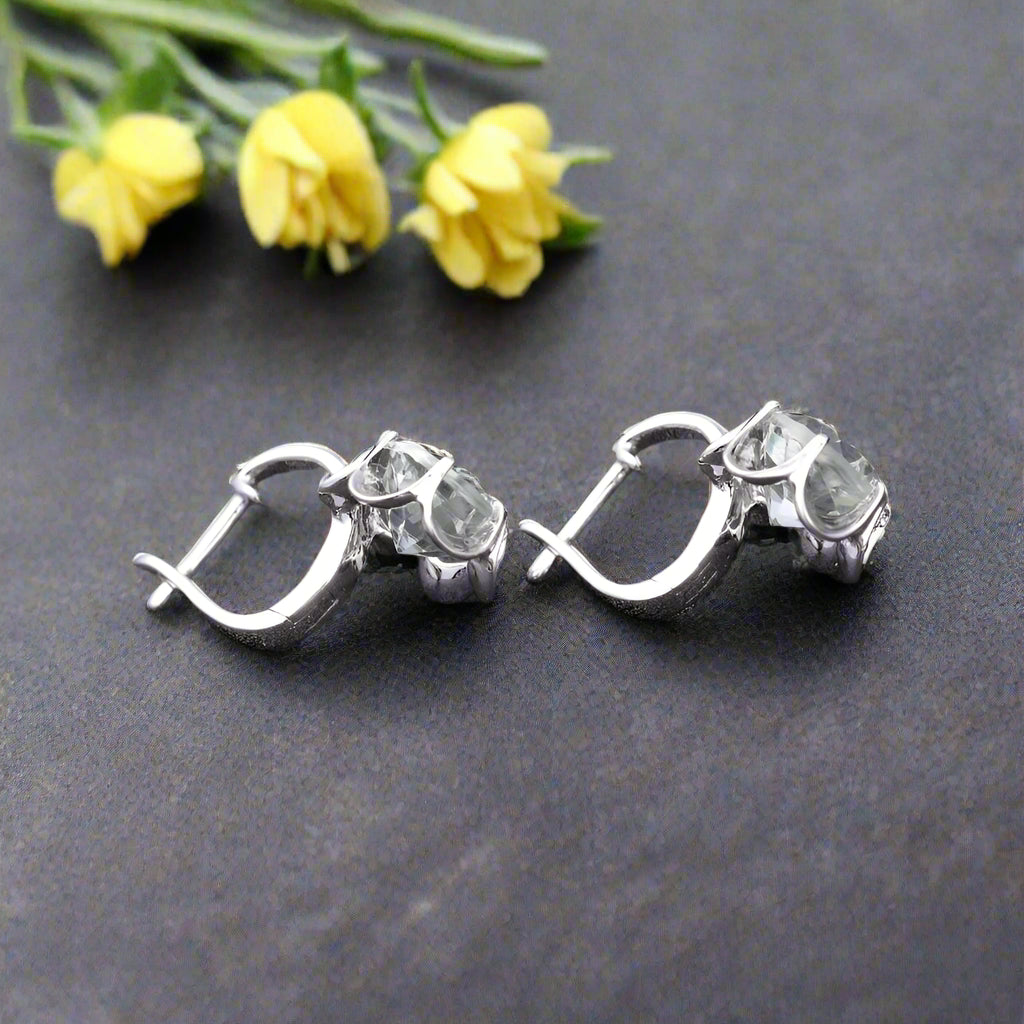 Boucles d'oreilles pendantes GRACE en argent sterling avec pierres précieuses et fleurs