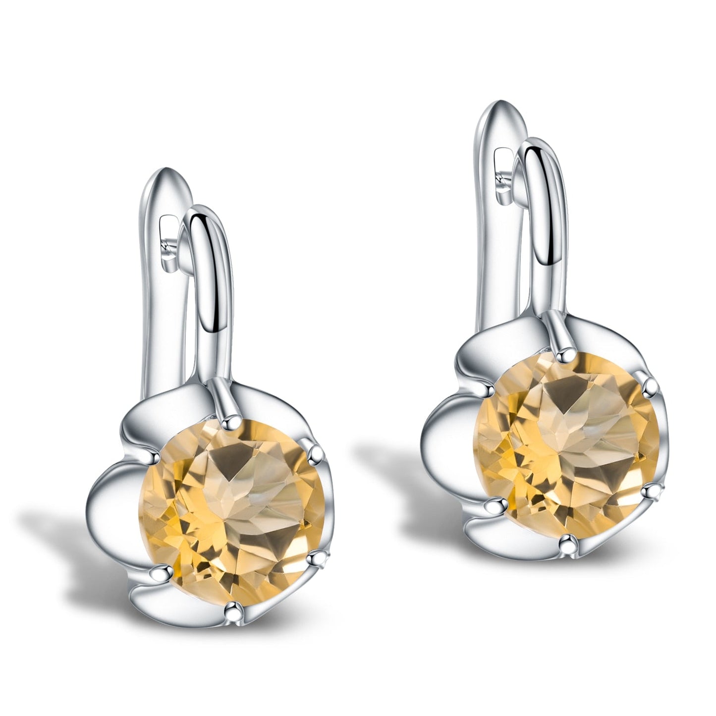 Boucles d'oreilles pendantes GRACE en argent sterling avec pierres précieuses et fleurs