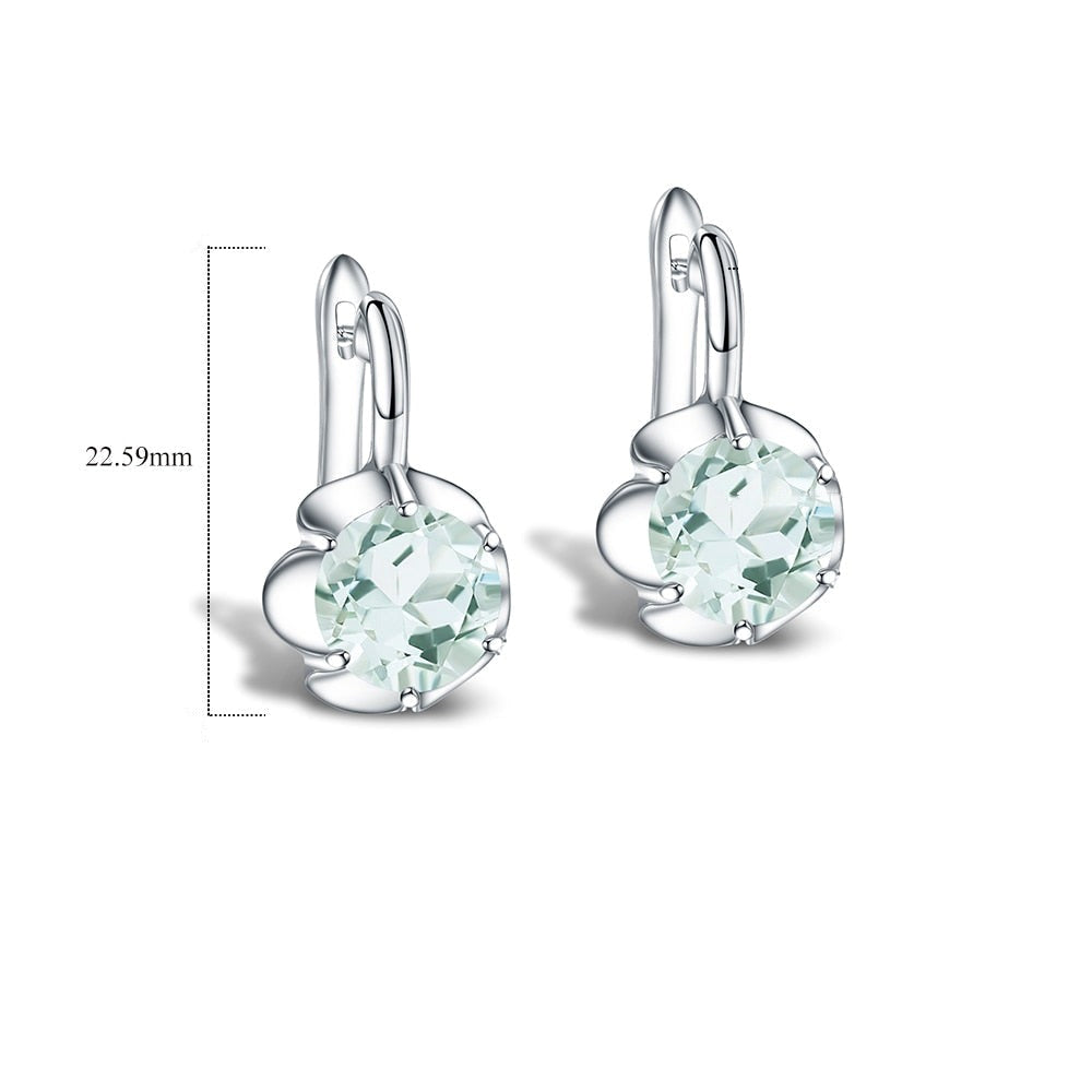 Boucles d'oreilles pendantes GRACE en argent sterling avec pierres précieuses et fleurs